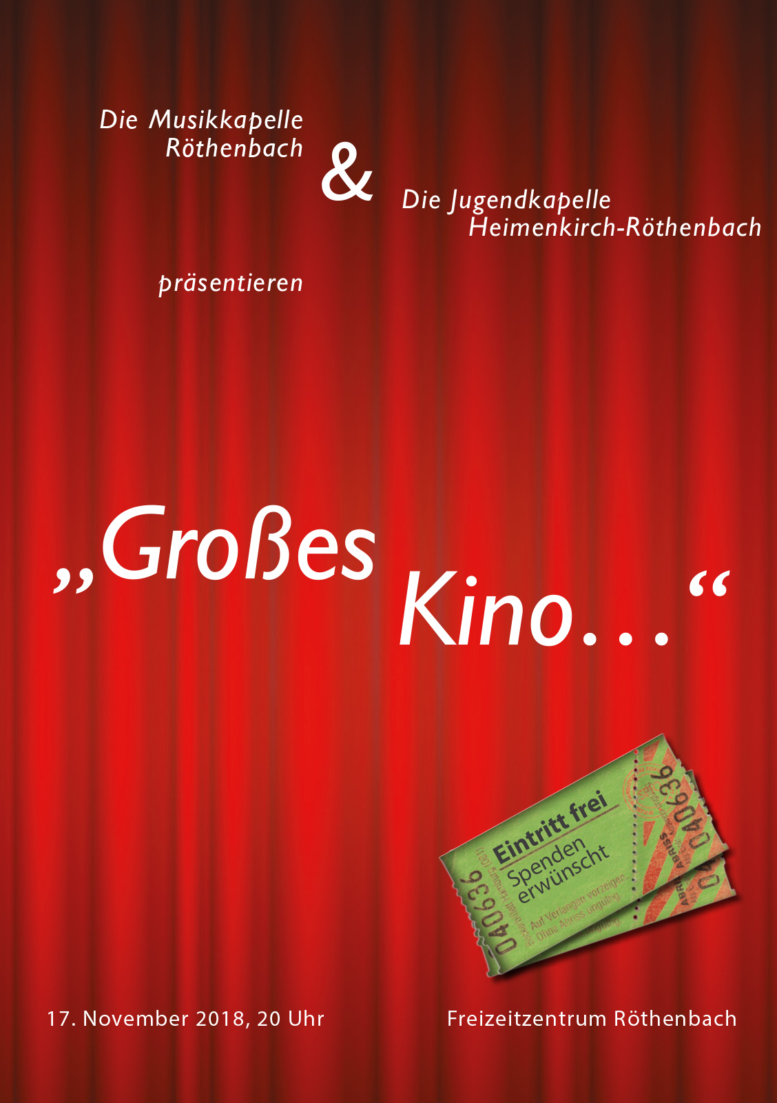 Jahreskonzert der Musikkapelle Röthenbach 2018 unter dem Motto "Großes Kino…"